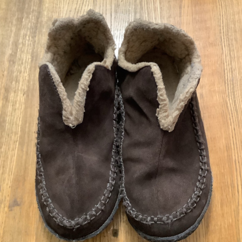 Sorel Manawan Moccasins Suede Slippers Men's Size 9 Brown NM1466-287 Faux Fur
